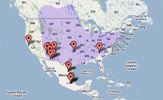 Estimated B. trivittata distribution