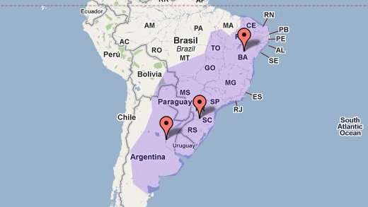 Estimated J. parapectoralis distribution